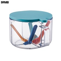 DFMEI 양념통 세트 4칸 일체형 미정염통 크리에이티브 홈 멀티탭 커버 수납 양념통 주방용품입니다., DFMEI 초록