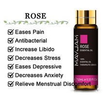 괄사오일 쿨링 얼굴 붓기 라벤더 유칼립투스 퓨어 에센셜 오일 10ML 로즈 레몬 재스민 바닐라 민트 샌달우드 베르가못 티 트리 디퓨저 아로마, [01] 10ml, [11] Rose