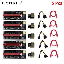 그래픽카드 채굴 Tishric pcie 라이저 009s ver009s 라이저 pci x16 익스텐더 usb 3.0 6pin 어댑터 btc 마이닝용 비디오 카드 라이저 카드, 5pcs-009s
