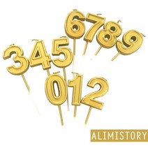 알리미스토리 생일 파티 케이크 골드 숫자초, 1개, (라인)숫자_2