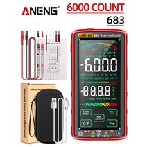 ANENG 683 스마트 멀티 미터 디지털 6000 카운트 대형 컬러 스크린 AC/DC 전류계 전압 테스터 충전식 옴 다, 01 683 Red