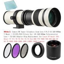 Andoer 카메라 렌즈 MF 슈퍼 망원 줌 T 마운트 캐논 EF EOS 80D 77D 70D 60D 50D T7i T7s, 06 White 3