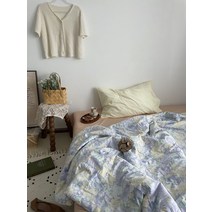 여름이불 x 달모양 자요 .x 버터 치자나무 4피스세트순면 순면 에어컨이불여름 세탁기사용가능 얇은이불