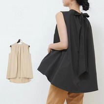 핑크비올라 / 로젤 뒷리본 여름 나시 민소매 플레어 블라우스