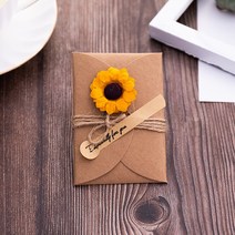 인사말 카드 빈티지 수제 마른 꽃 크래프트 종이 봉투 생일 결혼식 호의 파티 초대장 복고풍 편지, 4