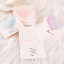 예쁜 미니 손편지 감사 땡큐 하트 카드 이벤트 행사 초대장 답례인사말 3세트 연말연시 선물, 제품선택, 미니 감사카드 3세트