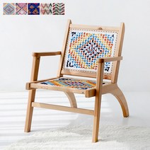 [마켓비] CROSSSTICH 원목안락의자 망고나무 인테리어의자, 베이지패턴04
