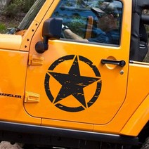 지프 스타 스티커 (빈티지 타입) SUV 오프로드 캠핑 (다양한 사이즈 가능), 1개, 블랙 (550mm)