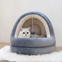 POGOOD 고양이 사육장 사육장 사계절 보편적 인 겨울 따뜻한 집 빌라 폐쇄 이동식 및 빨, 그레이