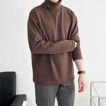 지금JIIGEUM 남자 오버핏 폴라 골지 니트 티셔츠 터틀넥 이너 레이어드 목티 빅사이즈 소라색 민트색