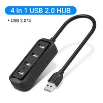 멀티허브 분배기 Vention USB 허브 3.0 멀티 USB 분배기 4 USB 포트 3.0 2.0 레노버 샤오미 맥북 프로 PC 허브 USB 3 0용 마이크로 충전 전원 포함, 협력사, USB 2.0 허브