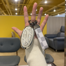 현대 그랜저 GN7 디올뉴 코나 아이오닉6 7버튼 키케이스 가죽 키링 set, 아이보리 가죽키링 set, 1개