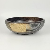 빗살무늬 일본그릇 면기 냉면기 우동기 비빔밥 샐러드볼 도자기 접시, 브라운, 1개