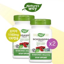 [2개] 네이처스웨이 오미자 열매 580mg 100캡슐 리그난 안토시아닌 폴리페놀 Schisandra Fruit, 1개, 기본