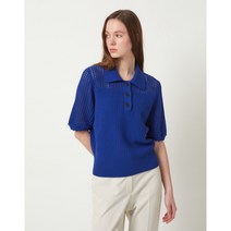 질스튜어트뉴욕 블루 짜임 코튼 5부소매니트 JSSW3B832B2 261869