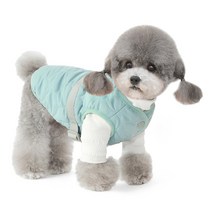 준성 마카롱 강아지 옷 패딩 조끼 하네스 고양이 반려견 소형견 애견 겨울 아우터 점퍼 의류, 민트