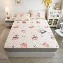 아이스 실크 라텍스 매트 세트 접이식 싱글 및 더블, 150*200cm (3 피스 세트), 복숭아 소녀