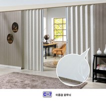 굿모닝블라인드 홀딩도어 자바라 칸막이 이중겹무늬 투명무지, C-7 꽃무늬