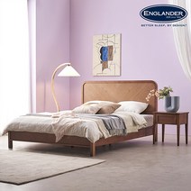 잉글랜더 메리미 헤링본 고무나무 원목 침대(Sweet Slumber 포켓 필로우탑 매트-K), 월넛+매트(GR), 침대+매트