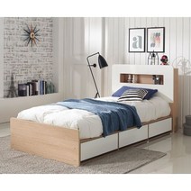 [제주도가구무료배송] 바우 원목 LED 수납침대+매트리스 - 다채움JJ, 기본매트리스