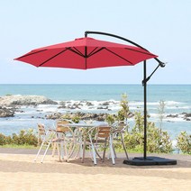 알루미늄파라솔 3.0 대형 고급형 파라솔 3M 야외 아웃도어 특대형 폴딩 접이식 parasol 레버형 그늘막 햇빛가림 어닝, 레드, 파라솔3.0+물통베이스