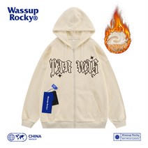 WASSUPROCKY 아메카지스타일 NBA 가디건 맨투맨 남자 가을겨울 두터운 융털 상의 트렌드 패 운동 코트