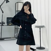 티데일리 여성용 코듀로이 퍼프 원피스