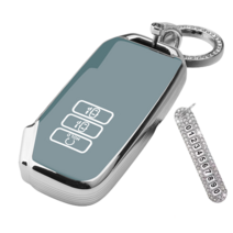 키에티 7버튼 TPU 엣지 키케이스 + 큐빅번호판, 실버_그레이