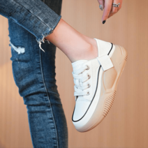 발바닥 편한 운동화 여성 걷기좋은 가죽 슬립온 5cm 통굽