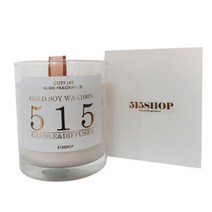 515샵 베이직 우드심지 화이트 소이캔들 5oz + 선물상자, 클린코튼데이