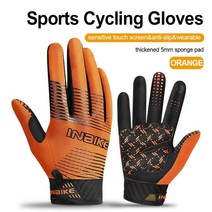 INBIKE-남성용 사이클링 장갑 자전거 등산 스키 체육관 스포츠 전체 손가락 터치 스크린 미끄럼 방지 탄성, 04 주황색_04 XL