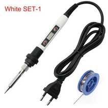 온도 조절 납땜 인두 80W 220V 110V LCD 전기 땜 용접 수리 공구 전기인두 전동공구, 220V EU Plug+White SET1
