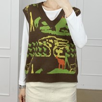 쇼퍼 캐쥬얼 브이넥 니트 조끼 베스트 커플룩