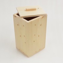 휴지통 천연원목 우드 쓰레기통 10tLG, 우드 휴지통-소-High 16x14x28cm, 1개