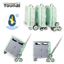 YUEER [4 colors] 접이식 대형 폴딩카트 박스형 접이식 핸드카트 쇼핑카트 계단형 8륜 캠핑용 4륜 장바구니 캐리어 국내배송 로프증정, 계단형 8륜(77L), 블랙