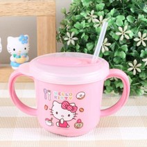 헬로키티 어린이 집 돌 아기 유아 아이 첫 흘림방지 빨대 컵 물컵