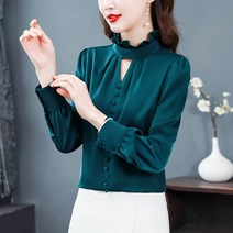 봄 긴팔 블라우스 여양기감령 귓볼넥 블라우스 코디 패션기질감령