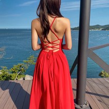 루비 백크로스 휴양지 비치 롱 원피스 OP14669F