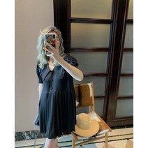 여름원피스패션 페블럼라인 빅 칼라 플리츠 슬림핏 여성 스타일리쉬 우아한 짧은 2213475501