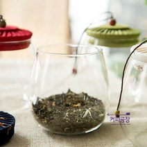 패브릭 뚜껑 유리차통 (레드) / 찻잎 보관함 다용도