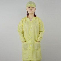 실험가운 최신 정전기 방지 작업복 클린 룸 슈트 작업복 방진 실험실 코트 격리 가운, 노란색, m