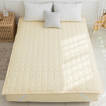 숙면에 눕다 고정밴드 알러지케어 순면 누빔 항균 침대패드 SS Q 슈퍼싱글 퀸, 옐로우 (알러지케어)