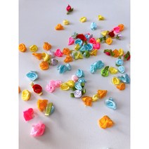 [그레이스샵] 수공예 만들기 부자재 DIY 재료 크리스마스 재료 믹스 미니 리본 장미꽃 50pcs 한세트 (주문수량1 =50개)