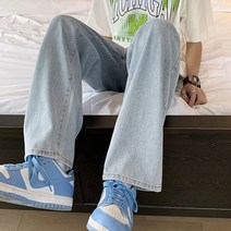 솔리드 힙합 코쿤 나혼자산다 남자통청바지 여름용 셀비지데님 와이드 일자 밴딩 데님 남자 9부 청바지