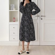 기타 바보사랑[옷자락]여자 배색 나염 땡땡이 라운드넥 원피스[무료배송]