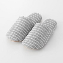 무인양품 푹신 슬리퍼 · S/M/L/XL · 그레이 보더 · 면 저지 거실화 실내화 이케아 자주 모던하우스 한샘 더원트홈