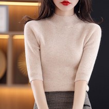 화사한 봄 캐시미어 스웨터 여성 반팔 풀오버 슬림 버전 니트 탑스 편안한 실키