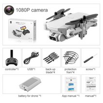 키덜트 LSMIN 4K 카메라 HD 미니 Quadcopter WIFI FPV 2.4GHz RC 접이식 항공 사진 헬리콥터 Quadrocopter, 화이트 1080P 1B 박스