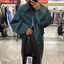 디퍼 스티치 윙 글로시 가죽 자켓