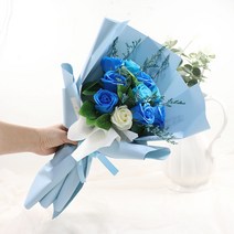 비누장미 꽃다발 졸업 입학 기념일 축하 꽃다발, 15)10송이 파랑 비누장미 꽃다발
